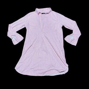 Ralph Lauren Chevron Pink Chevron Sleep Shirt Nightgown Collared Long Sleeve S
